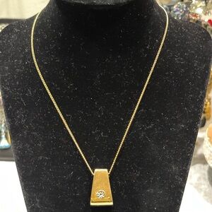 Vintage Castlecliff Necklace Gold Tone Pendant Chain Jewelry Signed